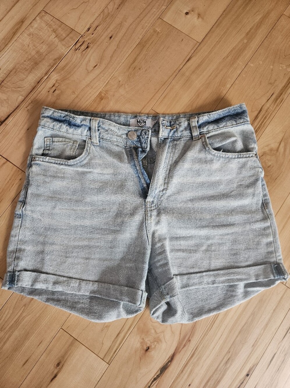 refuge Light Blue Denim Mom Shorts